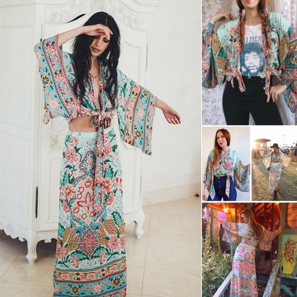 Lotus Wrap Style Kimono Crop Top - Picture 4 of 8